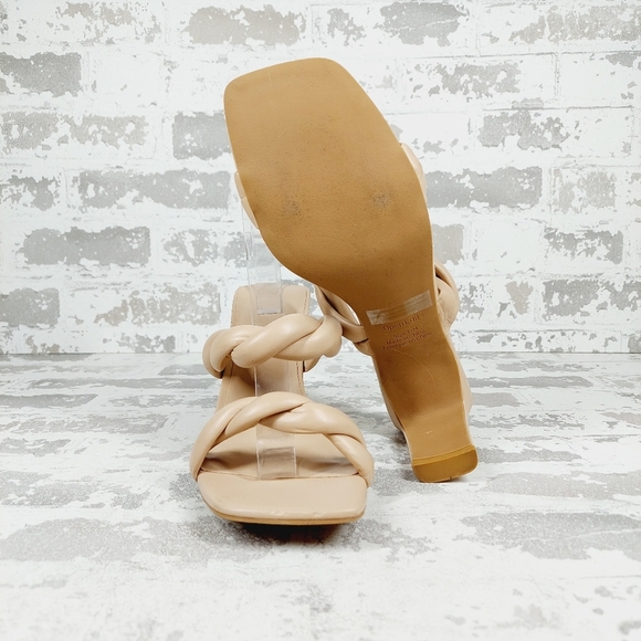 New Open Edit Remmy Twisted Strap Beige Square Toe Heeled Sandals H513 - Picture 12 of 15